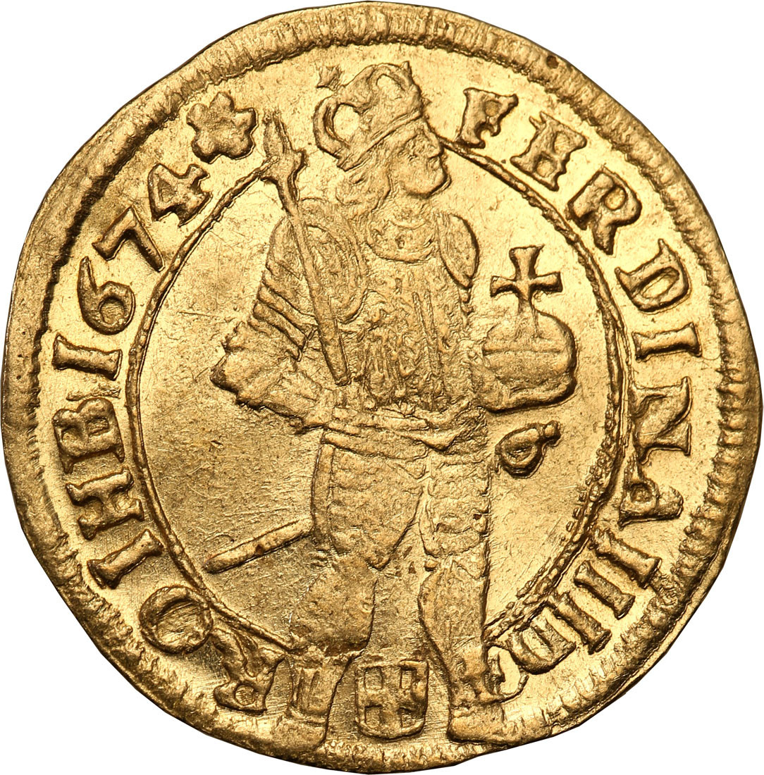 Niderlandy. Ferdinand III. Ducat 1674 , Zwolle - RZADKOŚĆ